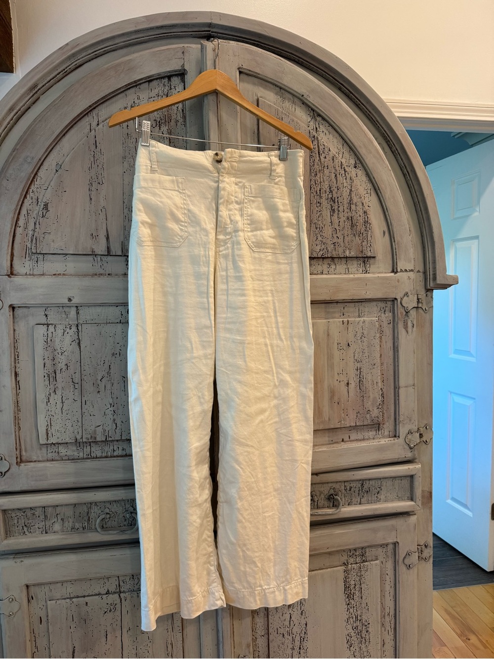 Maeve Colette Wide-Leg High-Rise Pants in chalk